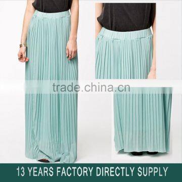 2015 summer baby blue popular casual long summer chiffon pleated skirts for women