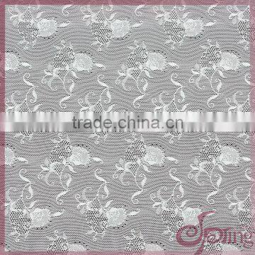 White all over flower decorative stretch tricot fabric lace wholesale