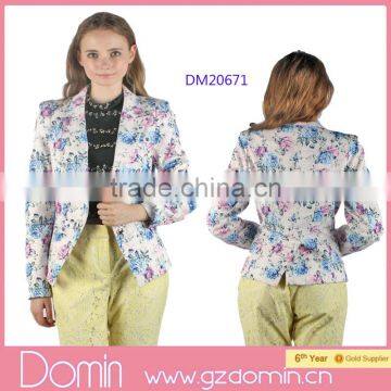 2015 New Design Fashion Blazer for Lady Tailored Floral Print Women Blazer