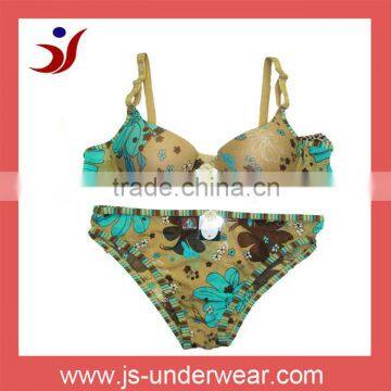 Newest Fashion Nylon Bikini bra and panty set with flower logo (accept OEM) newest bikini set
