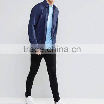 Cheapest Embroidery Logo Long Sleeve Button Placket Blue Men's 100% Cotton Pique 200g Casual Slim Fit Solid Blank Polo Shirt photo-4