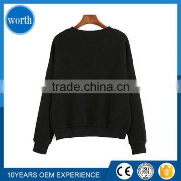 Sweatshirt Women Latest Style Black Pullover With Custom Silk Printing photo-2