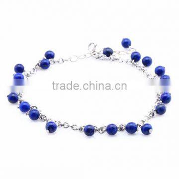 pure handmade lapis beads charm anklets diy lapis charm link chain anklet bracelet for women