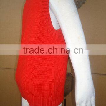 Custom Cheap Unisex Baby Orange V-neck Knitted Nuiform Sweater Vest photo-4