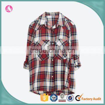 Wholan Apparel 2016 Oversized Red Plaid Shirts Woman Clothes Women High Quality Shirts