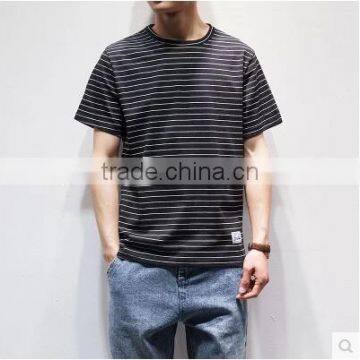 Summer is Pure and Fresh and Stripe of Cultivate One's Morality Short Sleeve T-shirt Men Round Collar photo-3