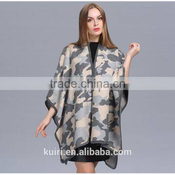 Female Bohemia Camouflage Knitted Acrylic Cardigans Kimono Plaid Cape Poncho Wool Scarf Shawl Women Lady photo-2