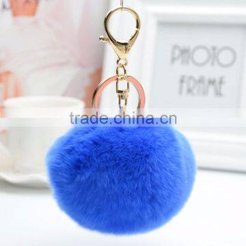 Myfur Wholesale Fur Pom Poms Keychain Rabbit Fur Balls Rex Rabbit Fur Ball Charm Keychain