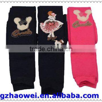 Plain Dyed Soft Fleece Inside Embroidered Kids Pantyhose photo-2