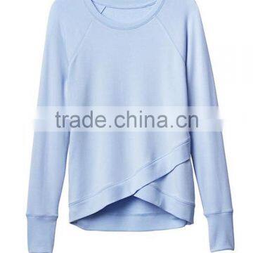 Guangdong Wholesale Plain Clothing Crossover Hem T-shirt Womens Sweatshirts photo-6