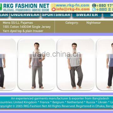 Mens long cotton jersey pajamas (duty-free for EU, Japan & Australia)