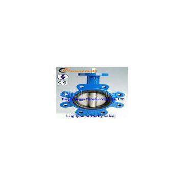 Cast Iron Wafer Lug Butterfly Valve / Tapped Manual Gear Operated Butterfly Valve