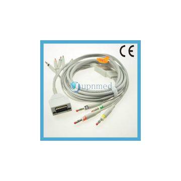 Fukuda ME 10 lead EKG cable with leadwires,15pin banana,IEC