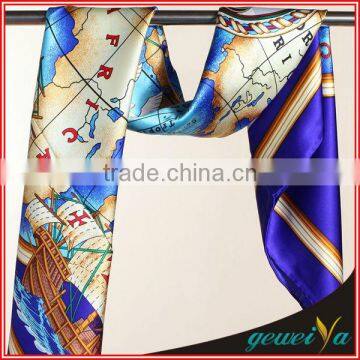 Blue Navigation Map Digital Printing Sublimation Scarf