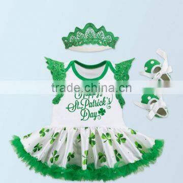 new baby infant 1-2 years old printing pettiskirt tutu sets, romper with headband with a pair of shoes ,first birthday outfit