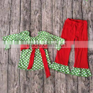 Yawoo Green Cotton Dress Match Christmas Tree and Scarf 3 Pcs Christmas Set Cheap Toddler Boutique Clothing