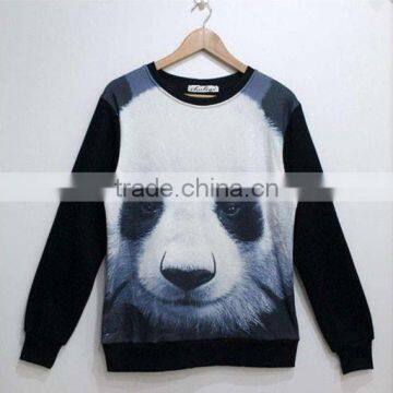 Panda custom sublimation printed women hoodies sweatshirts/wholesale women 3d printing crewneck sweatshirt