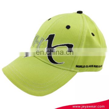 New fresh grass green custom 6 panel 100%cotton embroidery baseball cap with sandwich brim