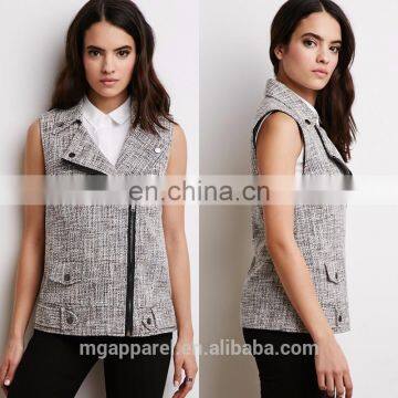 New Arrival Ladies Office Wear Clothing Off-center Zippered Front Women Vest