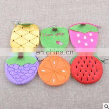 Plush fruits shape money bag wholesale