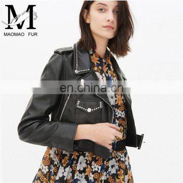 Genuine Cheap Ladies Leather Jacket For Girls Black Color Cool Style Fancy Leather Jacket