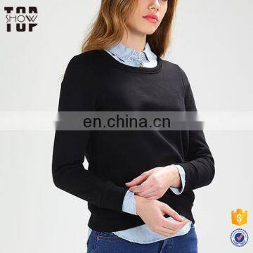 OEM chinese supplier round neck plain sweatshirt custom women