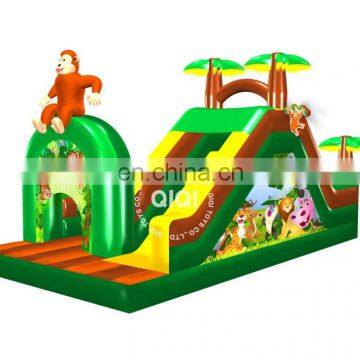 outdoor obstacle course equipment for jungle theme with cute monkey