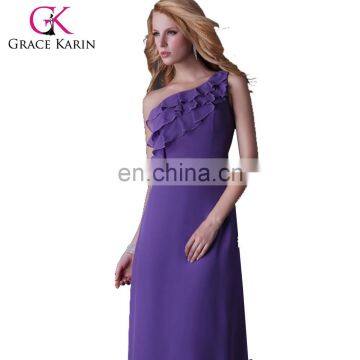 One shoulder Purple Formal Dress 2015 Grace Karin Long Party dress CL3464