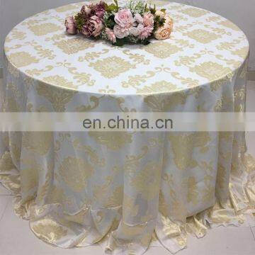 tradeshow polyester lace fabric gold table cloth christmas