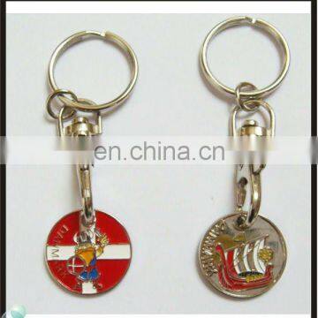 Promotional metal shopping trolley coin keyring