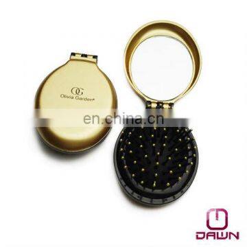 Plastic oval folding mirror brush with logo CD-MP500