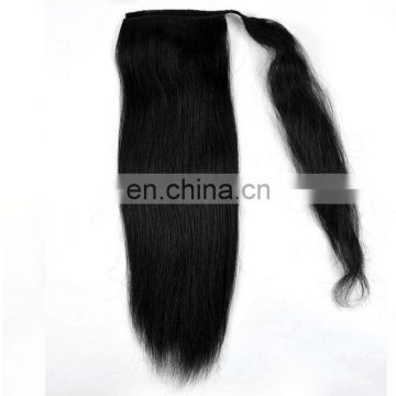 Hot Selling Wholesale Unprocessed Natural Black Long Human Hair Drawstring Ponytail