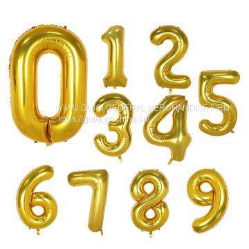 high quality 40 inch number 0-9 balloon golden stock fast delivery