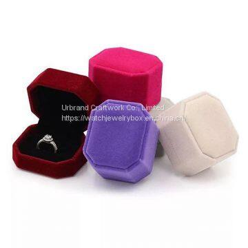 Popular Multiple Colors Engagement Fabric Velvet Ornament Ring Packing Jewelry Storage Box