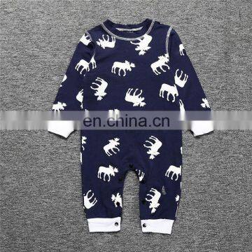 Factory direct sale black and white moose pattern Jumpsuit baby boy Daily Wear romper