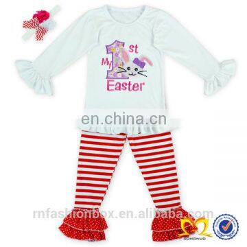 2019 Spring Baby Long Sleeve Shirt Green White Strip Pant Kid Boutique Persnickety Remake Easter Clothes Wholesale Smocked Cloth photo-4