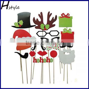 17pcs DIY Funny Glasses Moustache Red Lips Deer Horn Santa Hat On Sticks Christmas Wedding Party Photo Booth Props PFB0022