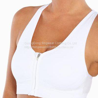 Ladies' santoni seamless knit sports bra with adjustable elastic shoulder tape.