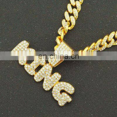 New Design 26 English Letter Pendant Jewelry Hiphops Cuban Chain 18K Gold Plated Zircon Necklace photo-5