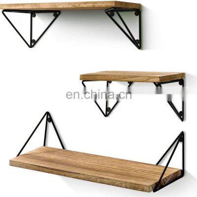 Set of 3 Floating Mounted Wood Wall Shelves home decoration wall storage shelves for living room