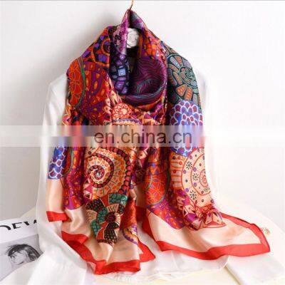 Silk scarf female spring and summer simulation silk scarf travel wild fashion light shawl sunscreen beach towel scarf