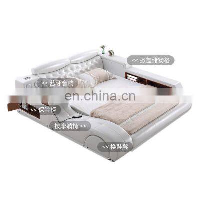 modern leather and fabric Bedroom Furniture Bed frame with Speaker USB Charger Massage Sofa smart Bed