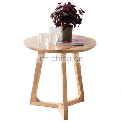 Modern OEM natural solid wood furniture living room mini round coffee table small sofa side table