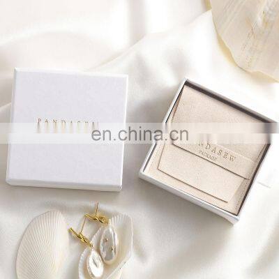 PandaSew custom logo printed luxury paper packaging jewelry box & microfiber jewelry pouch