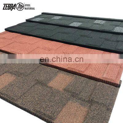 0.28 0.3 0.35 0.38 0.4mm Thickness Black Red Brown Shingle Type Stone Coated Metal Roofing Tile photo-4