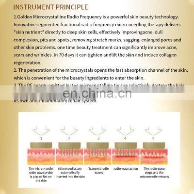 Gold RF Fractional Microneedle Machine Wrinkle Stretch Mark Removal Instrument Skin Tightening Whitening Beauty Device photo-3