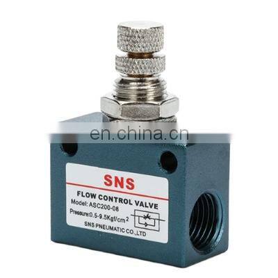 SNS ASC Series manual pneumatic one way flow speed throttle valve air control valve