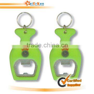 2014custom wine beer pvc shape Bottle Opener keychain for promotion