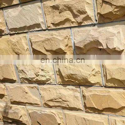 Mushroom Surface Yellow Sandstone Stone Panels Wall Decorative  Cladding Stacked  Natural Veneer Cut to Size