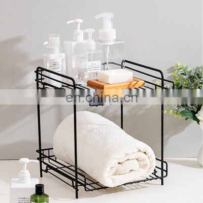 Quality guaranteed multifunction 2-tier drawer holder mesh wire spice rack bathroom kitchen bathroom storage organizer